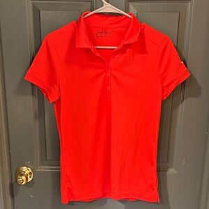 Nike Women’s Bright Red Short-Sleeve Button-Down Golf  Polo
